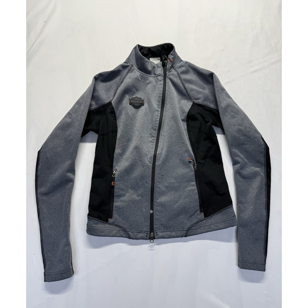 Harley Davidson Women's Softshell Jacket Gray black S zip up logo coat